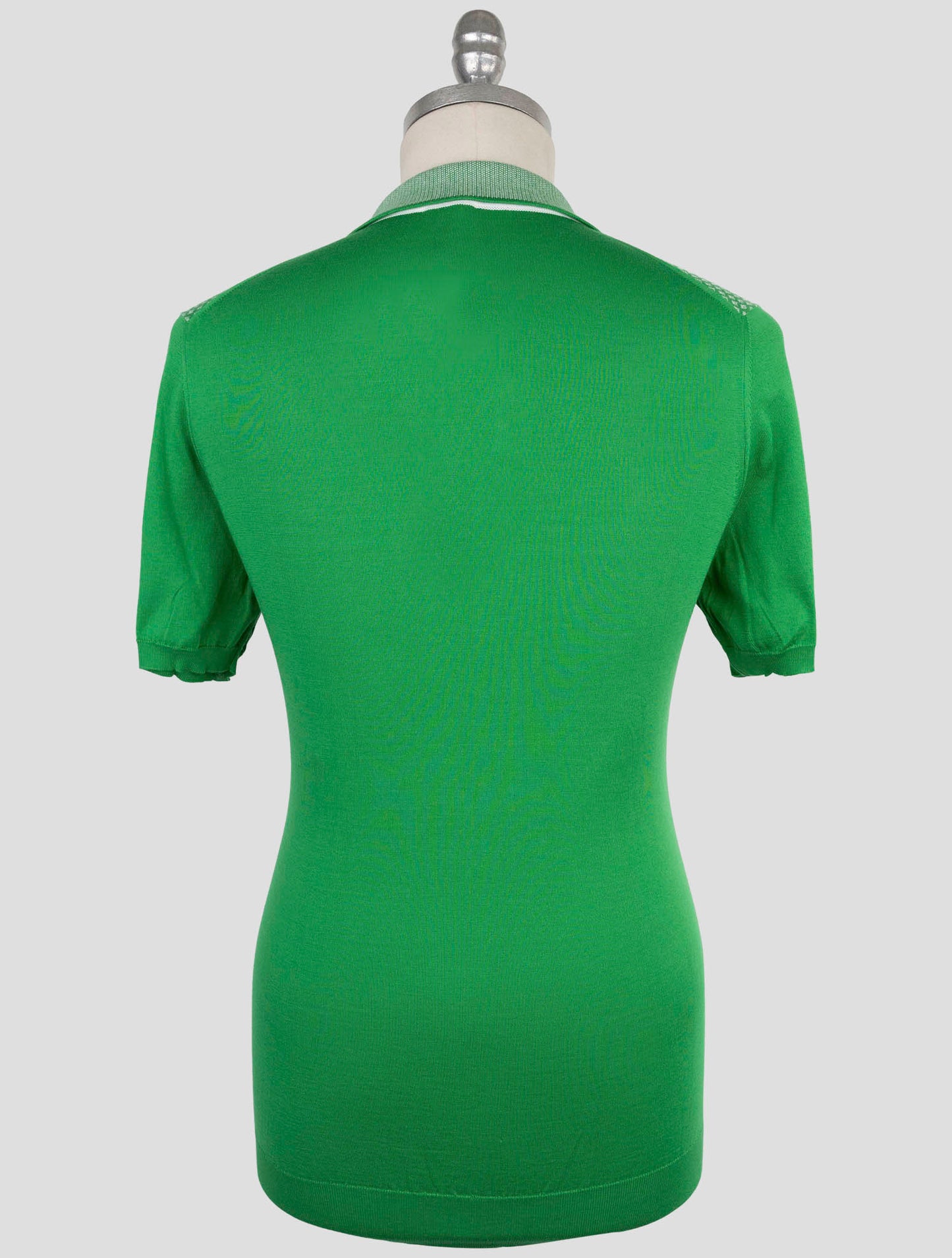 Kiton Green White Cotton Polo