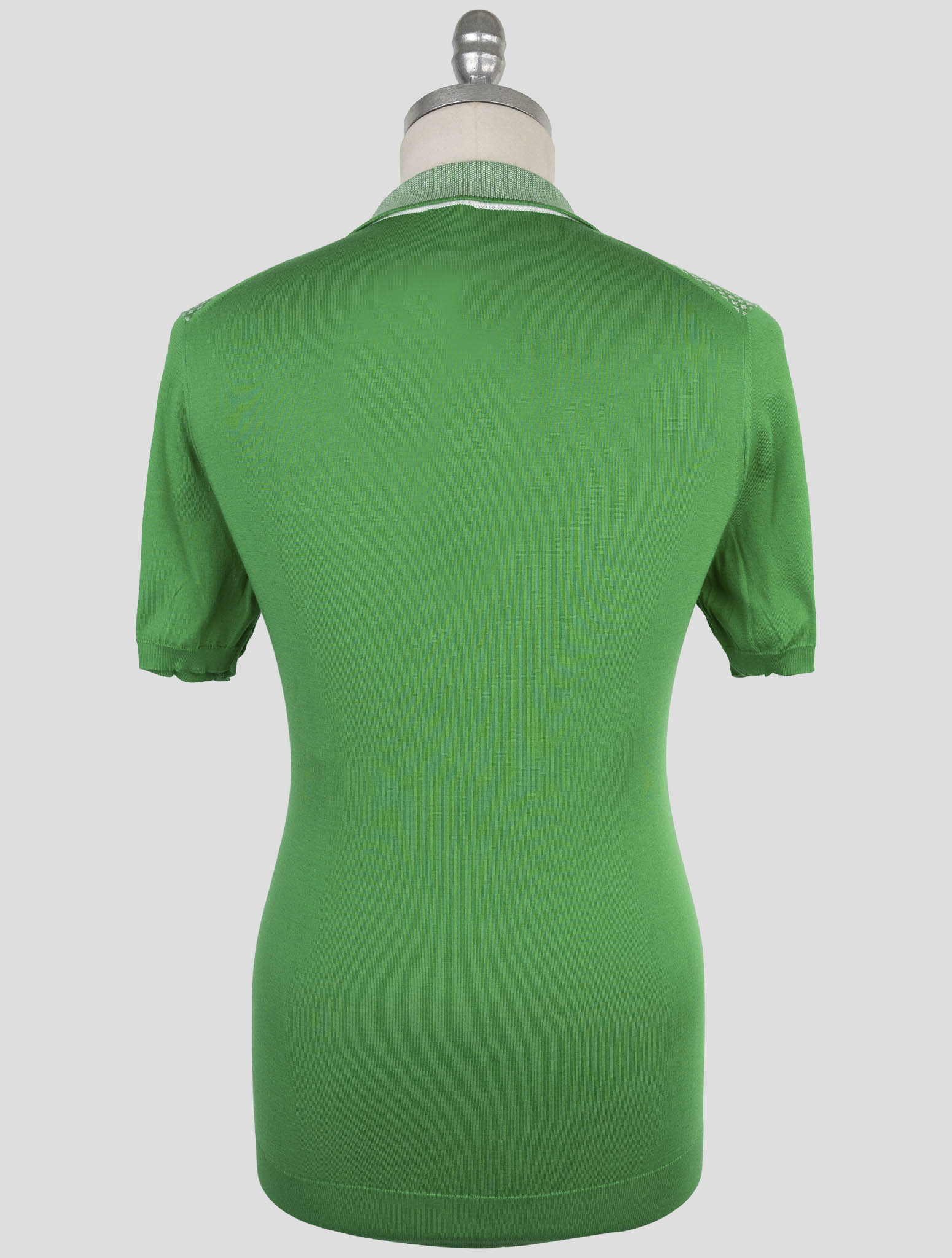 Kiton Green White Cotton Polo