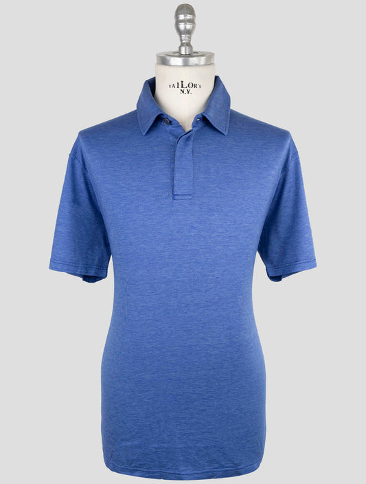 Kiton Blue Silk Cotton Polo