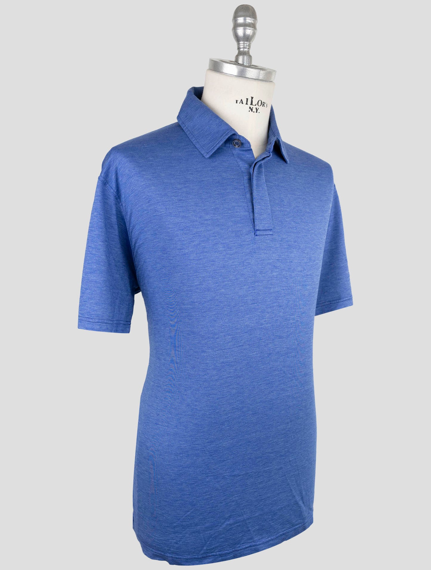 Kiton Blue Silk Cotton Polo