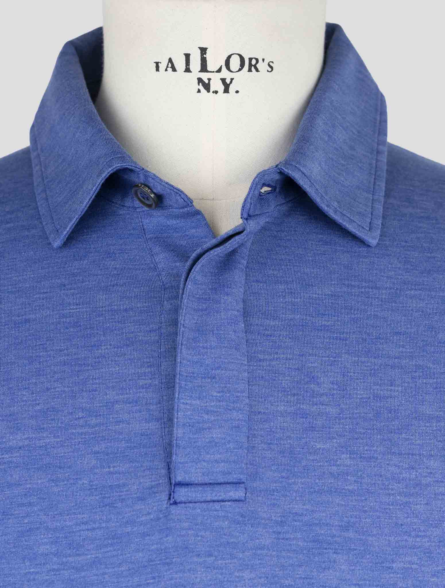 Kiton Blue Silk Cotton Polo