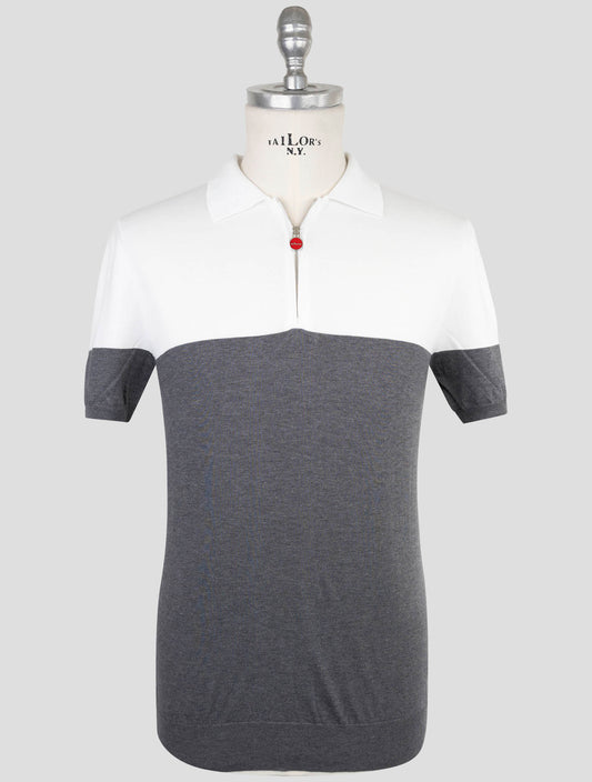 Kiton Gray White Cotton Polo