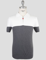 Kiton Gray White Cotton Polo
