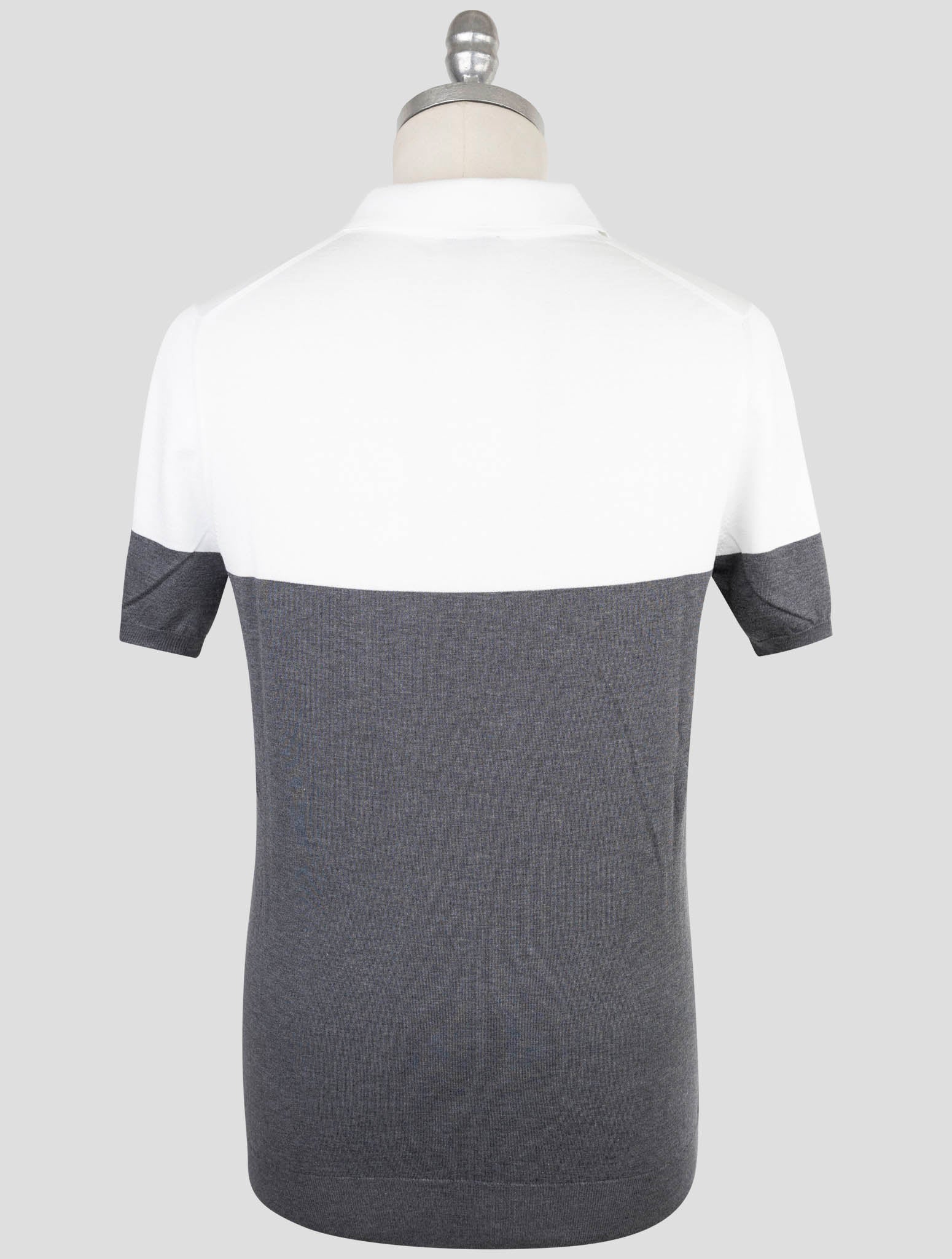Kiton Gray White Cotton Polo