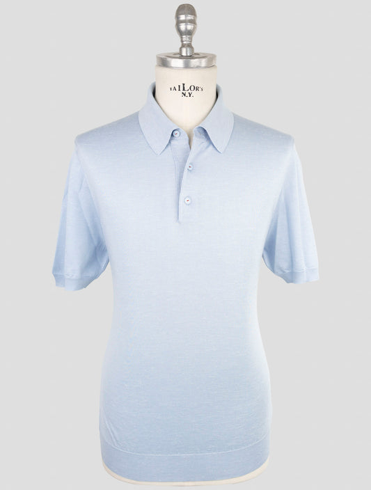 Kiton Light Blue Silk Cashmere Linen Polo