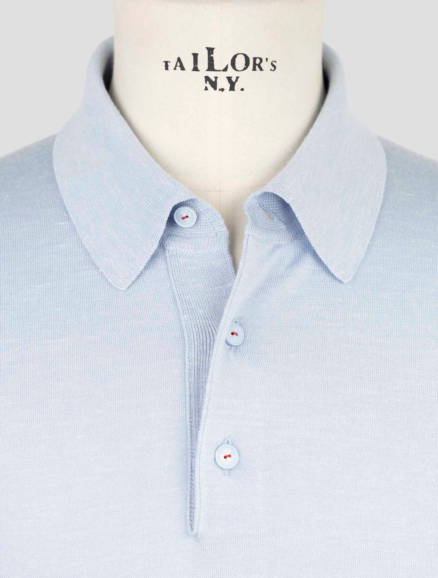 Kiton Light Blue Silk Cashmere Linen Polo