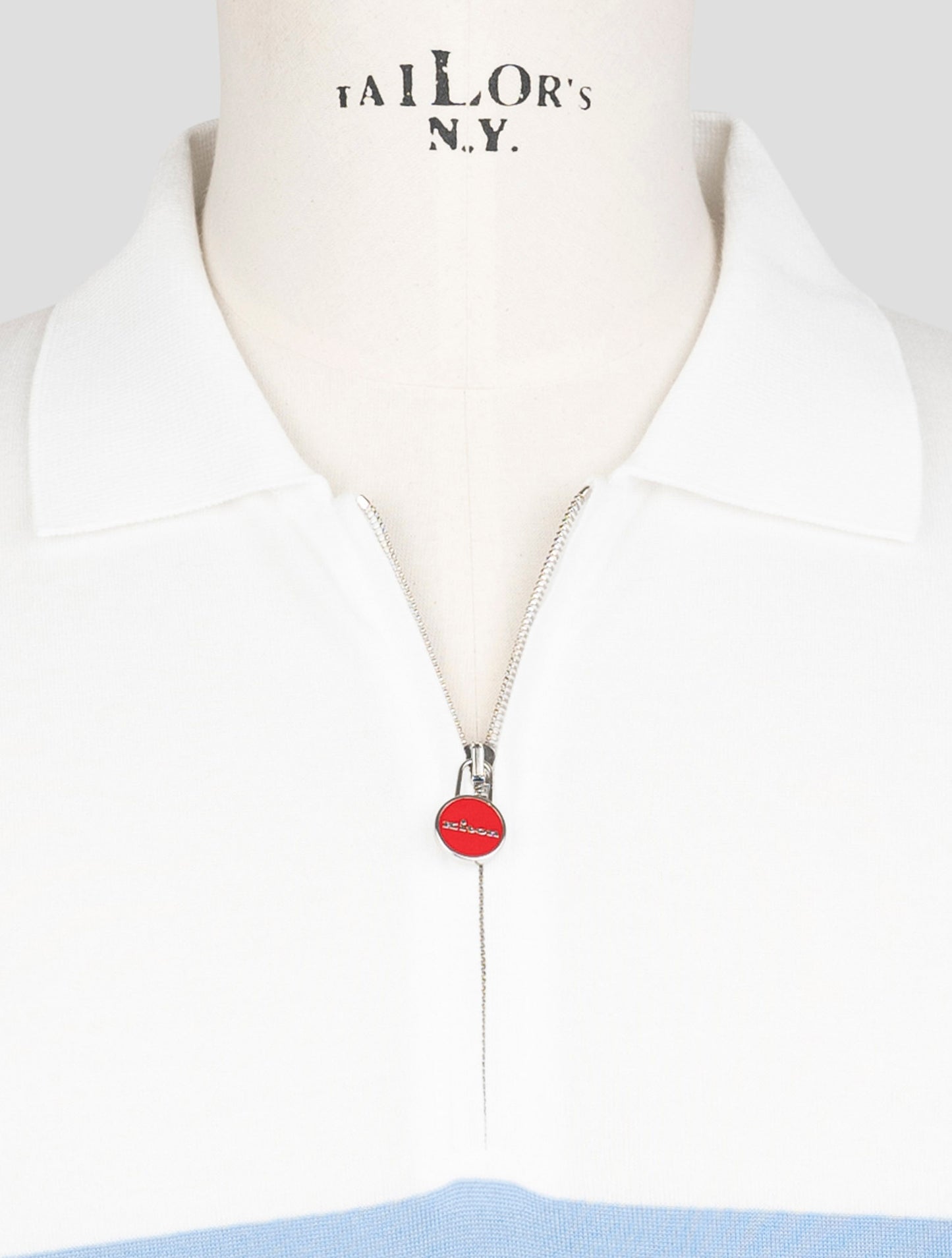 Kiton Blue White Cotton Polo