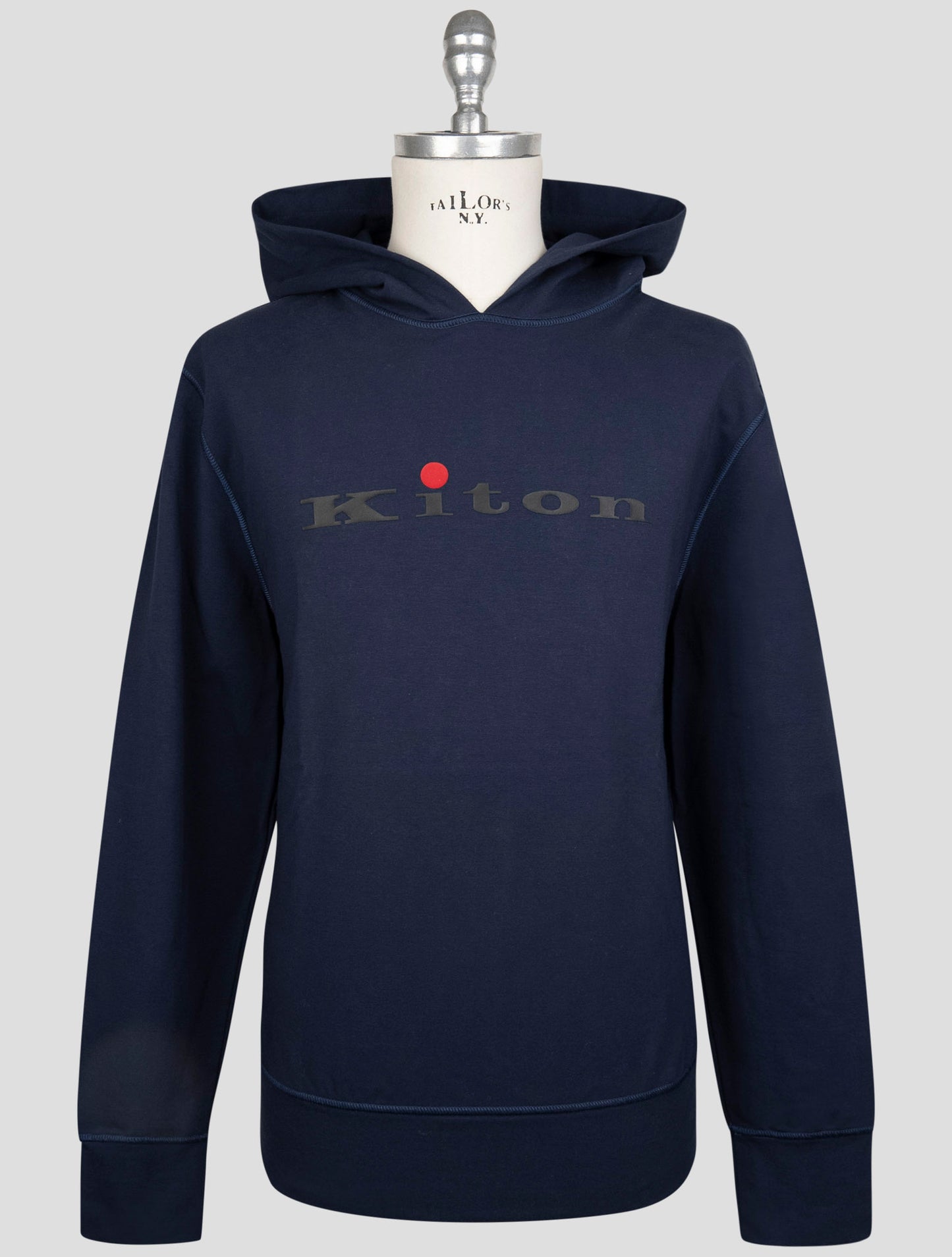 Kiton Blue Cotton Ea Sweater Hoodie