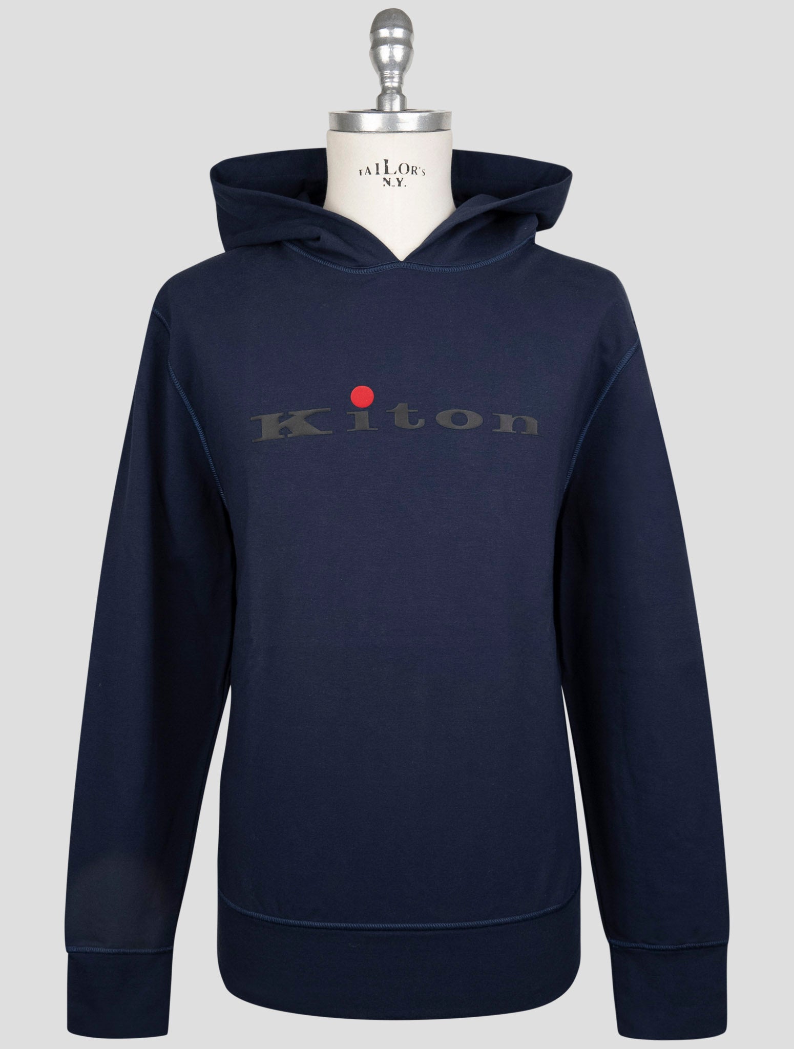 Kiton Blue Cotton Ea Sweater Hoodie