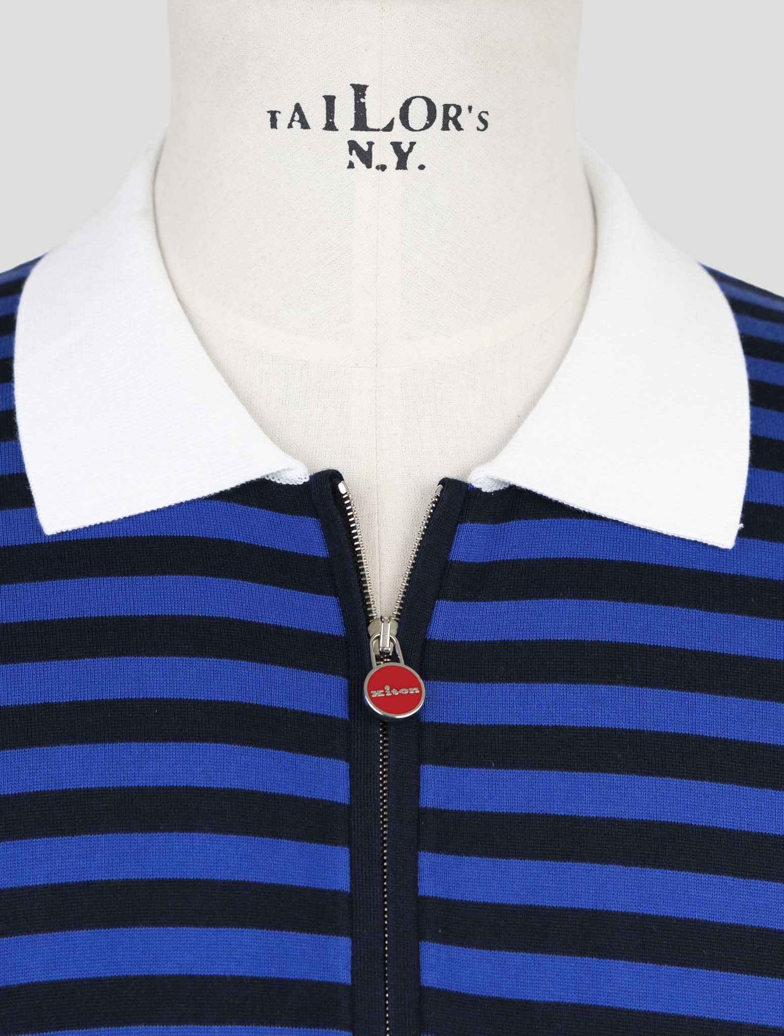 Kiton Black Blue Cotton Polo