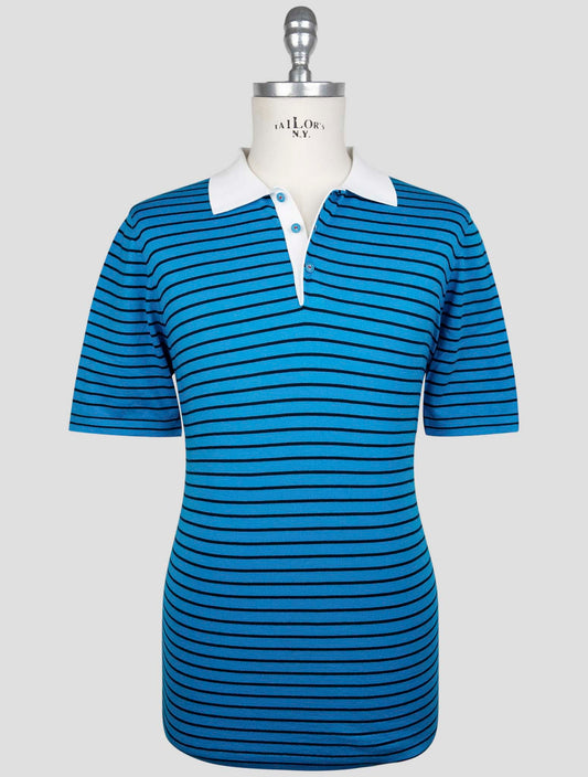 Kiton Blue Cotton Polo