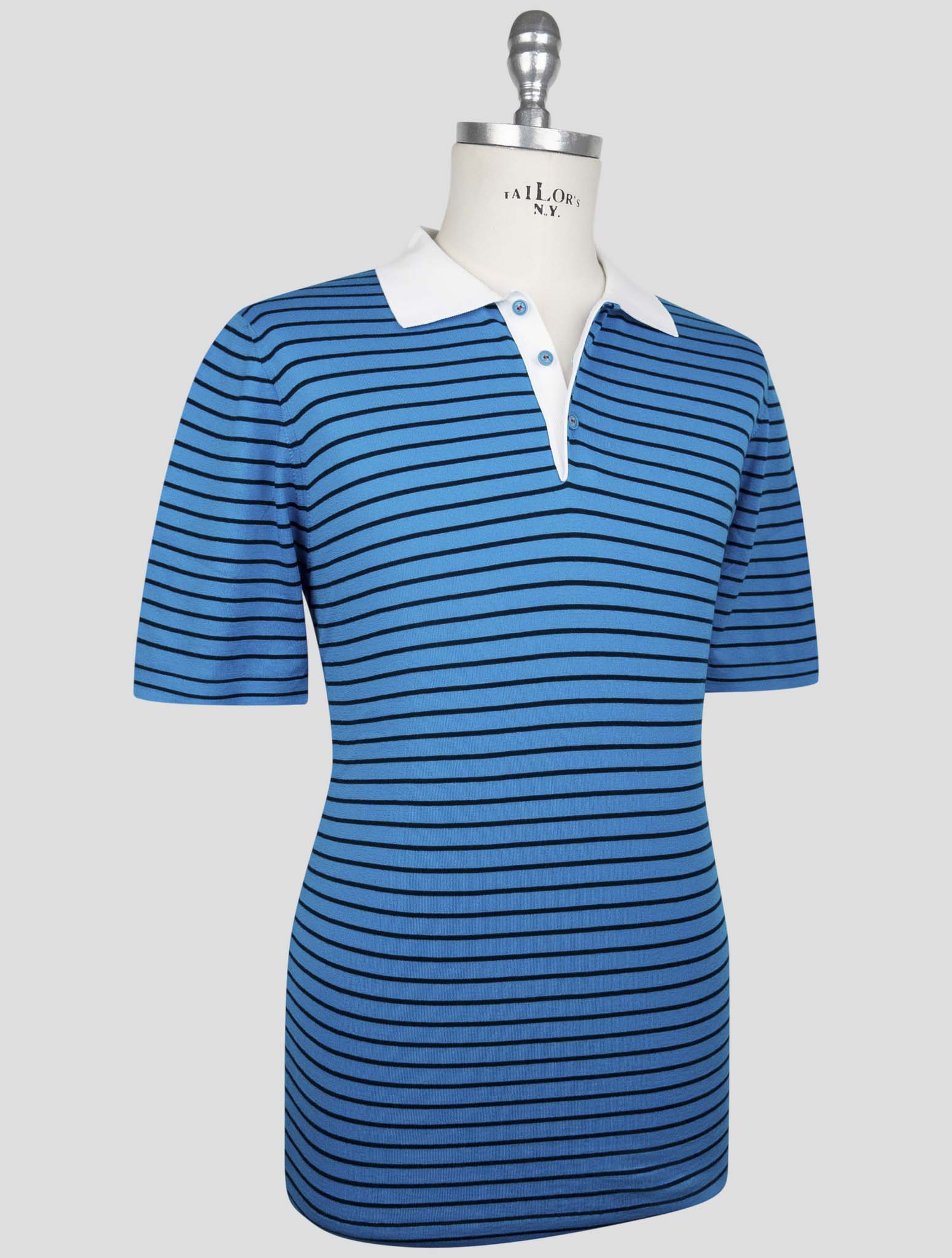 Kiton Blue Cotton Polo