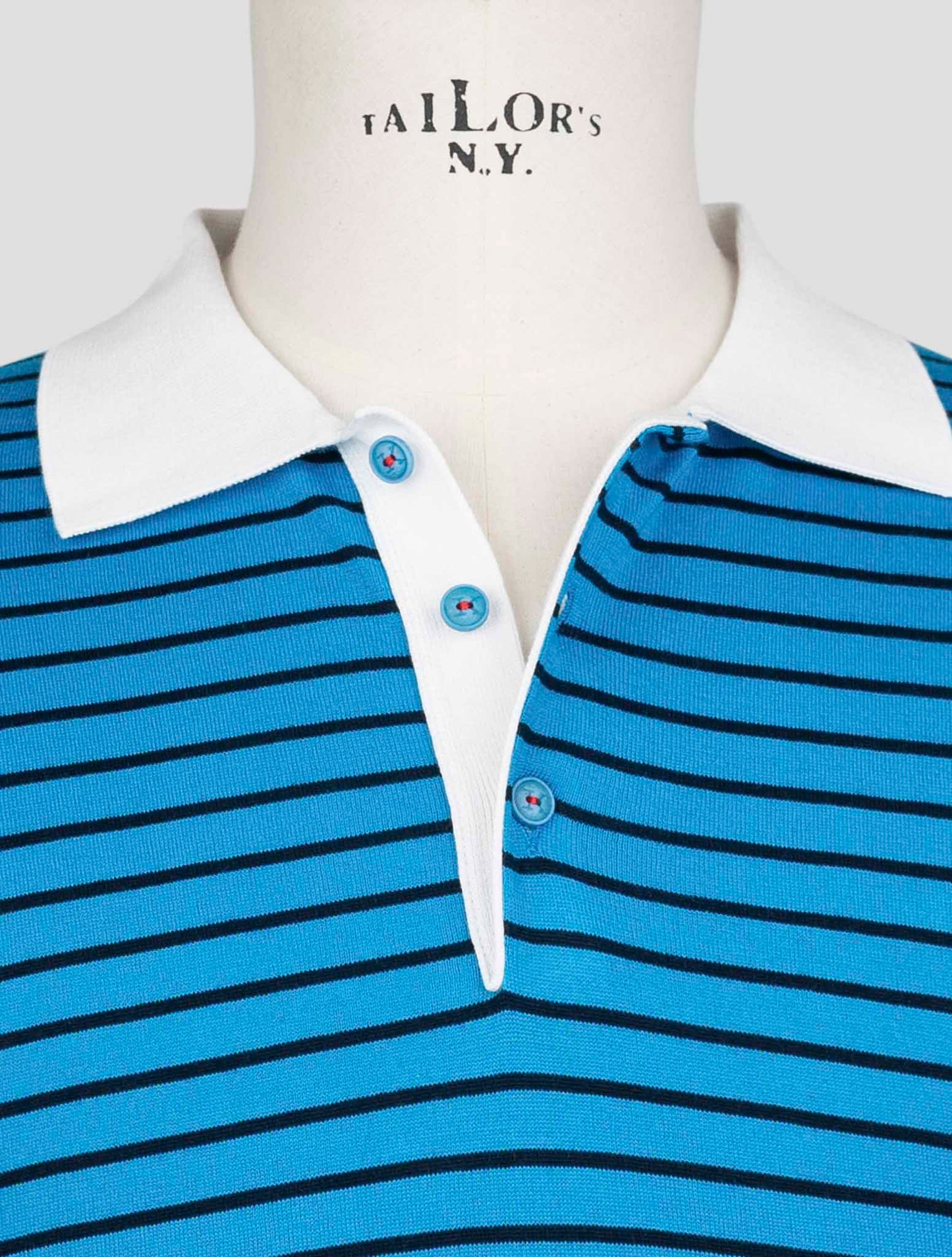Kiton Blue Cotton Polo