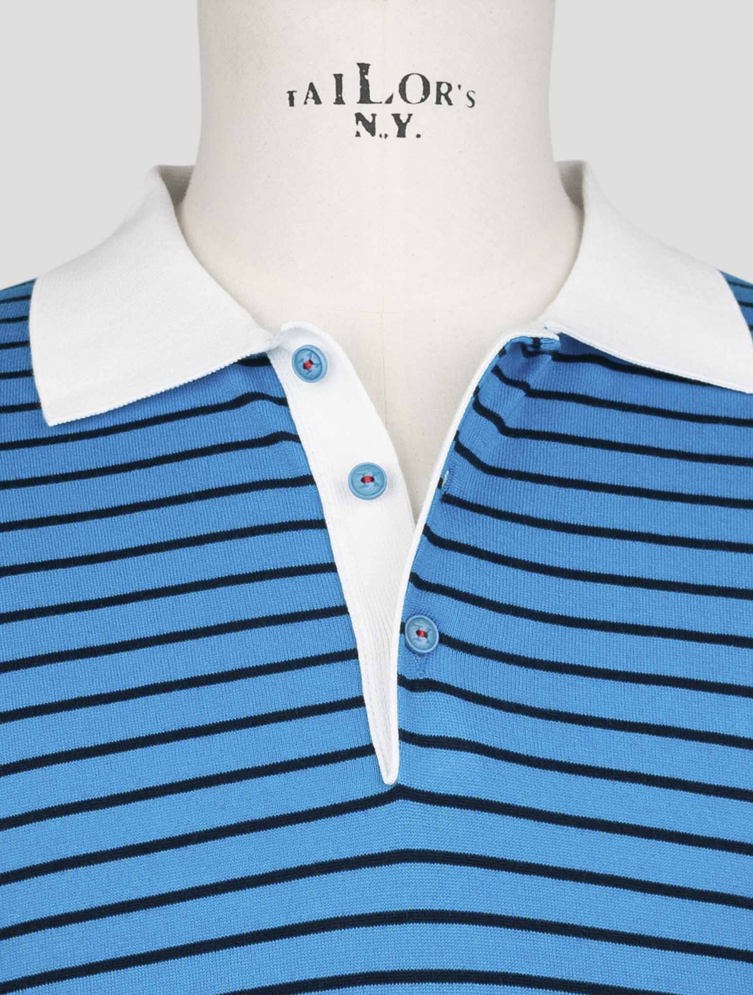 Kiton Blue Cotton Polo