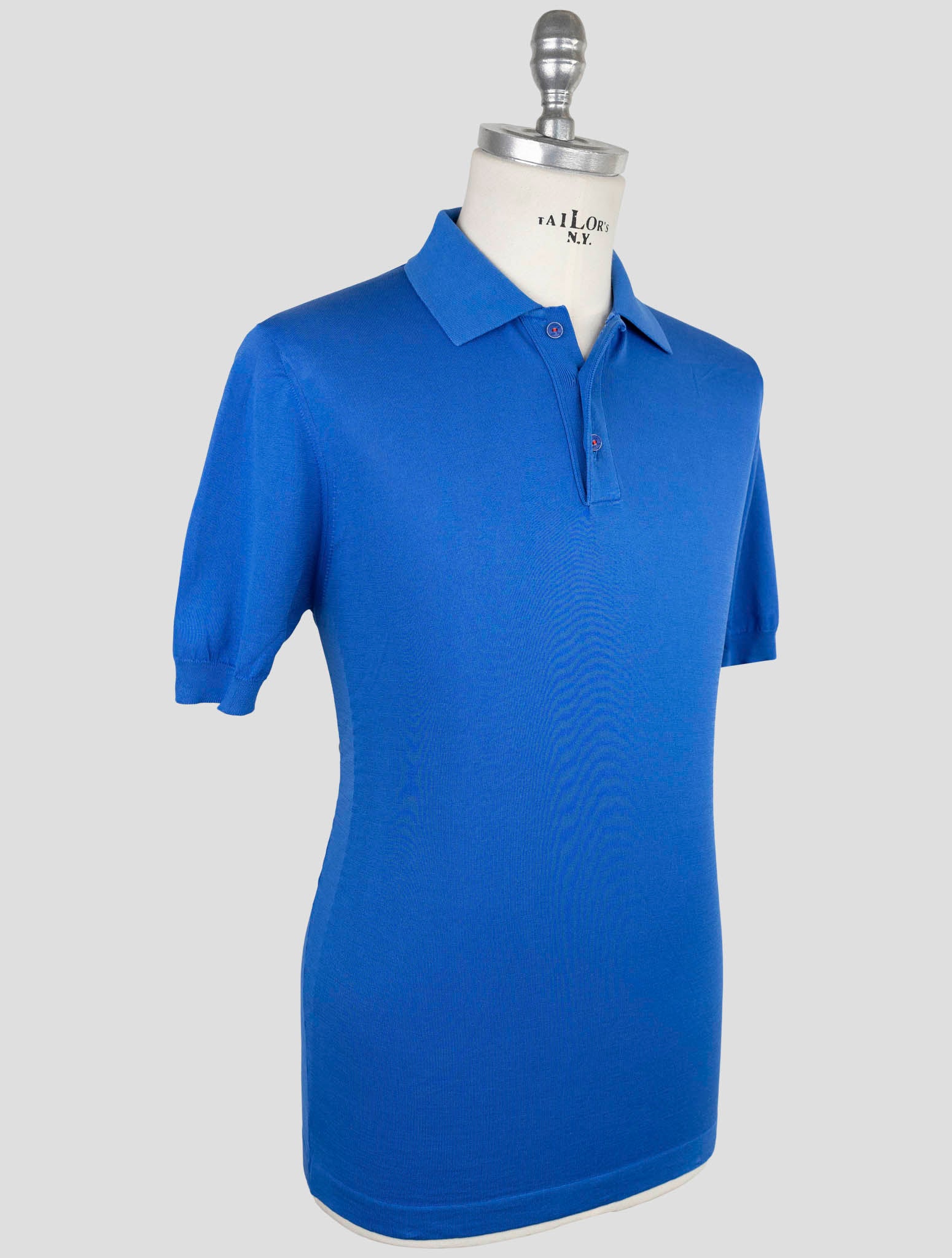 Kiton Blue Cotton Polo