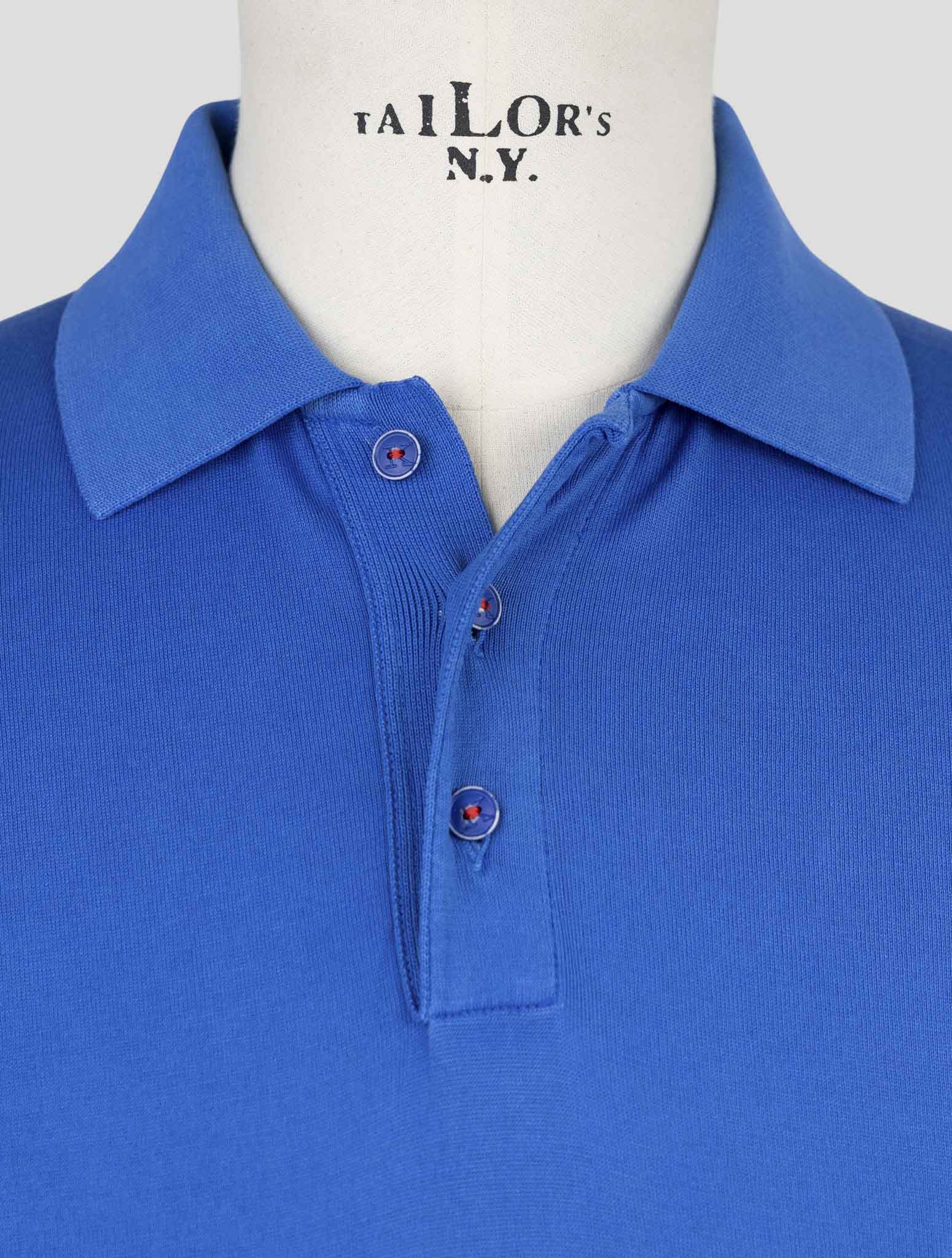 Kiton Blue Cotton Polo