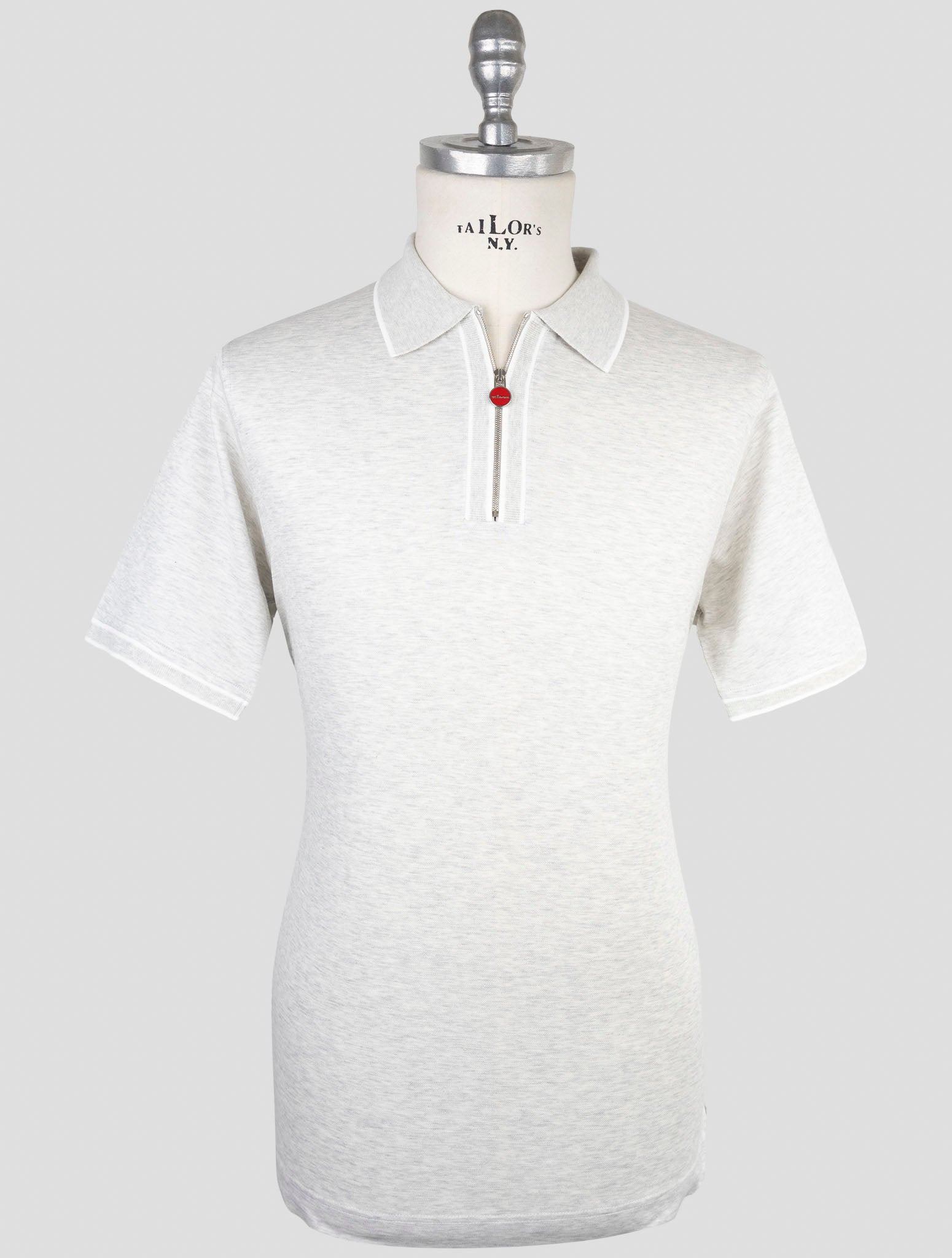 Kiton Gray Cotton Polo Half Zip