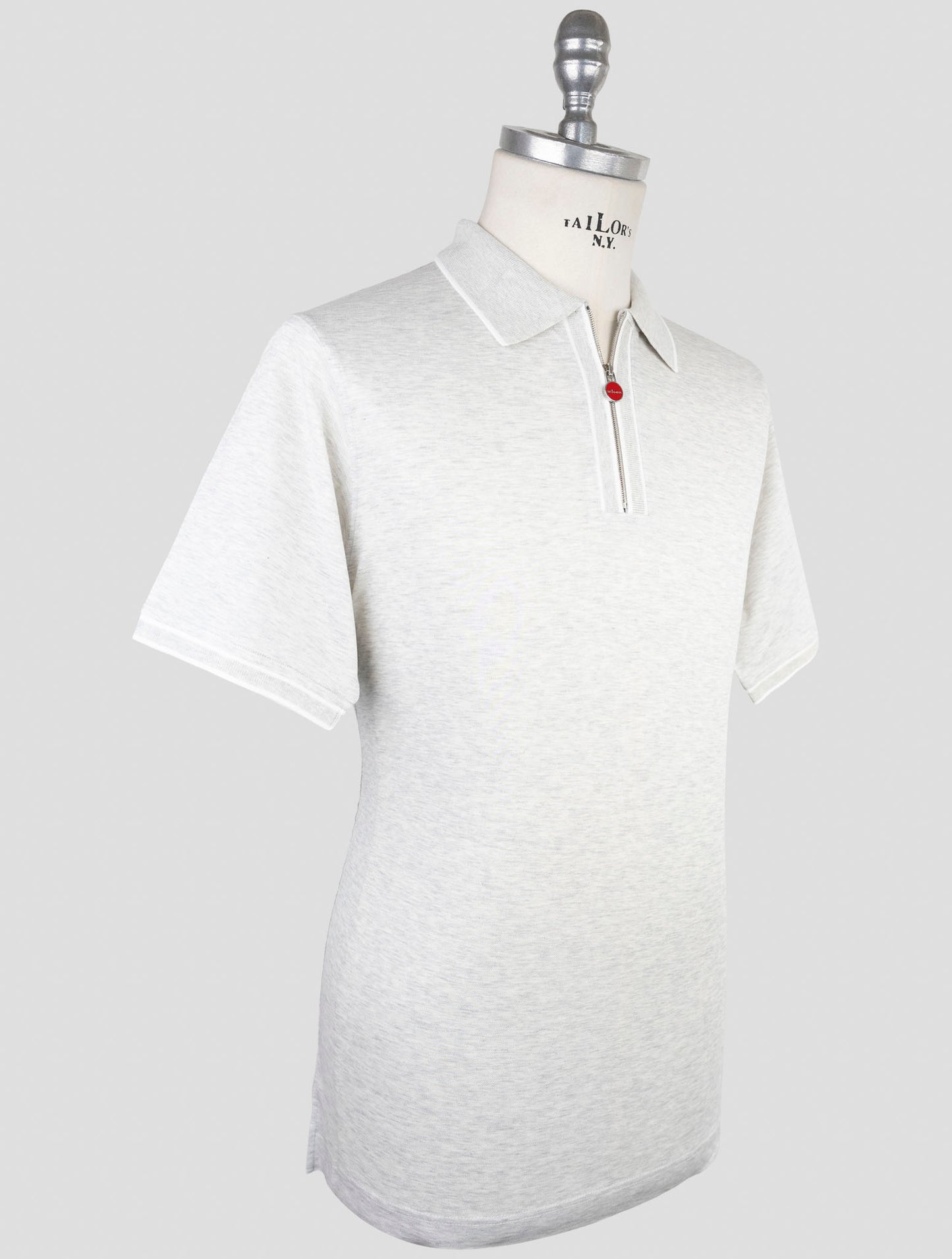 Kiton Gray Cotton Polo Half Zip