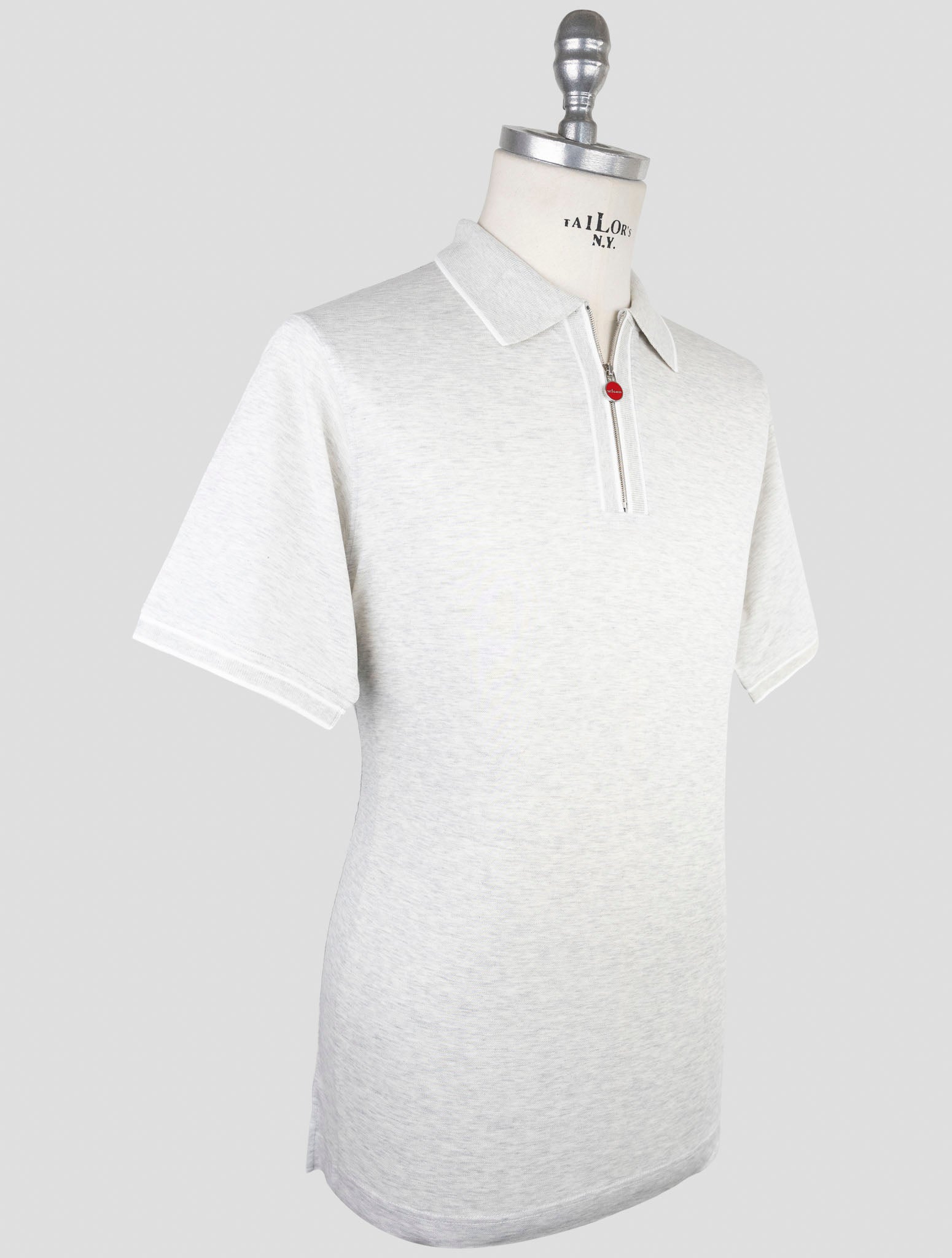 Kiton Gray Cotton Polo Half Zip