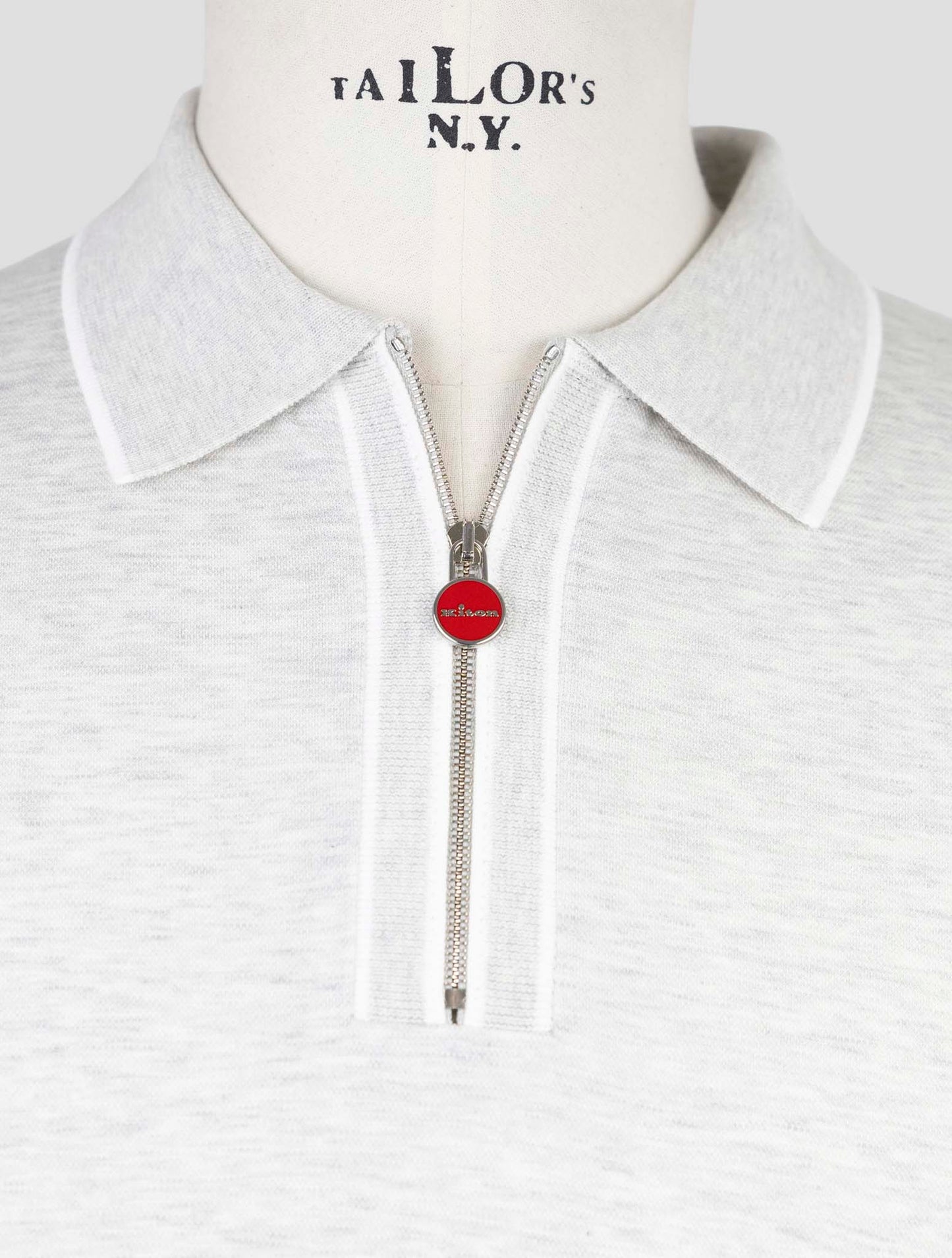Kiton Gray Cotton Polo Half Zip
