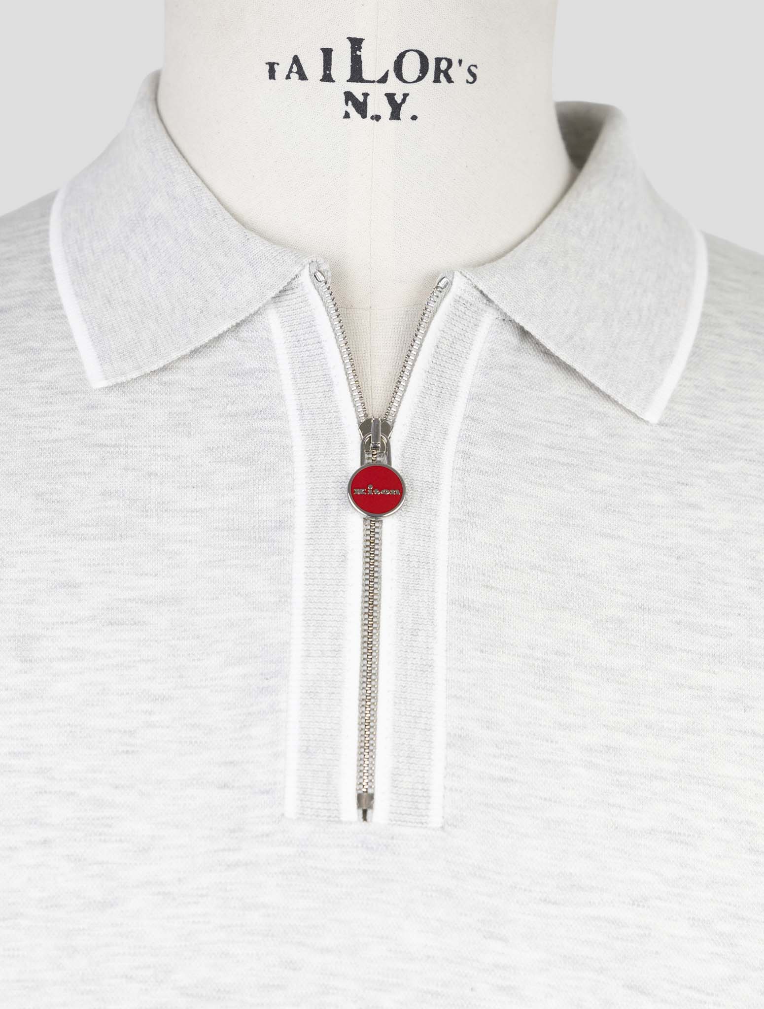 Kiton Gray Cotton Polo Half Zip