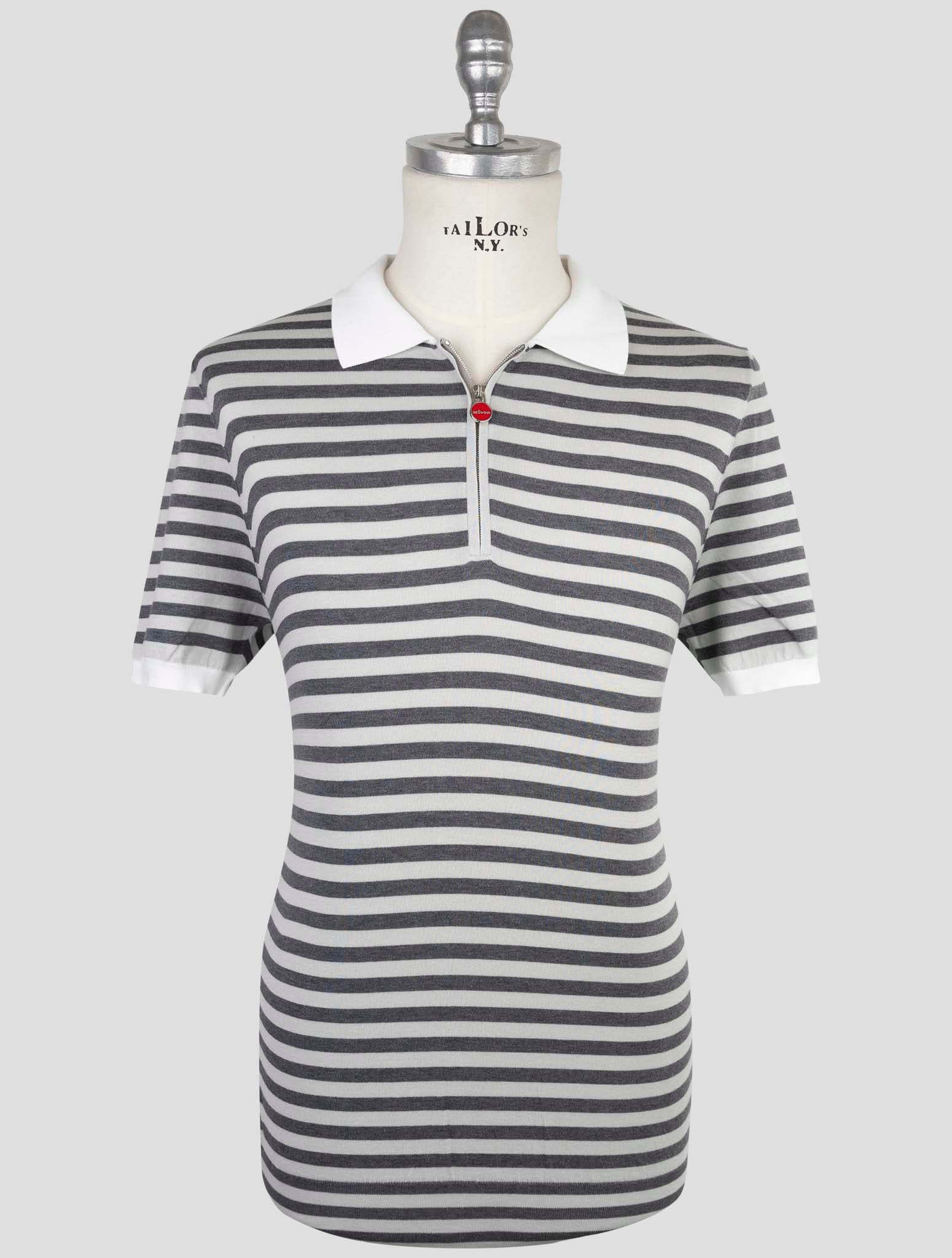 Kiton Gray Cotton Polo Half Zip