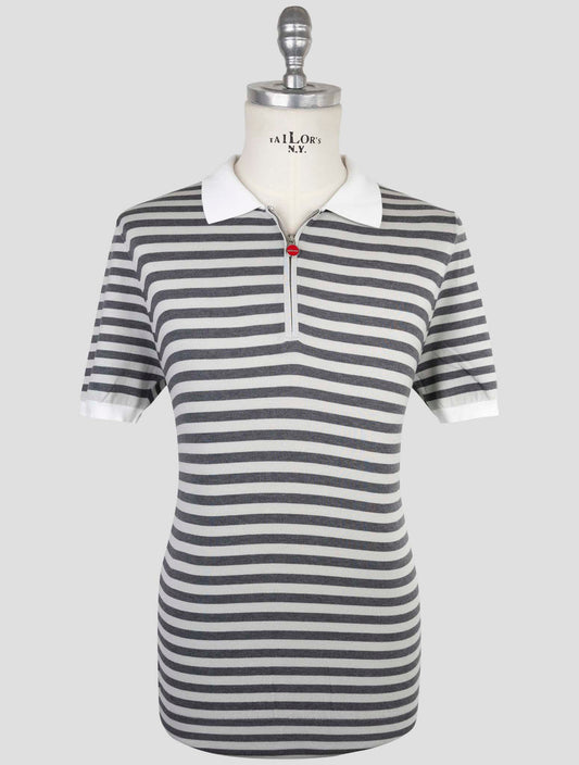 Kiton Gray Cotton Polo Half Zip