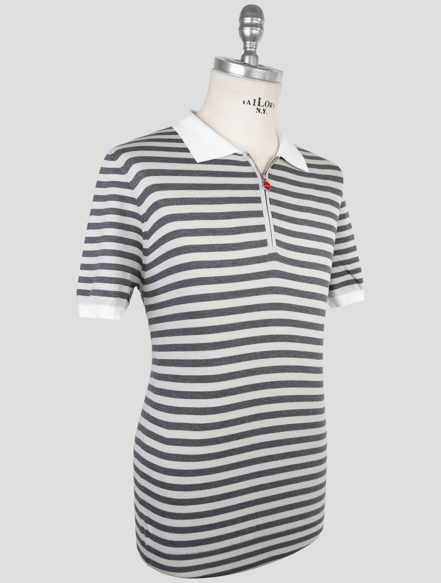 Kiton Gray Cotton Polo Half Zip