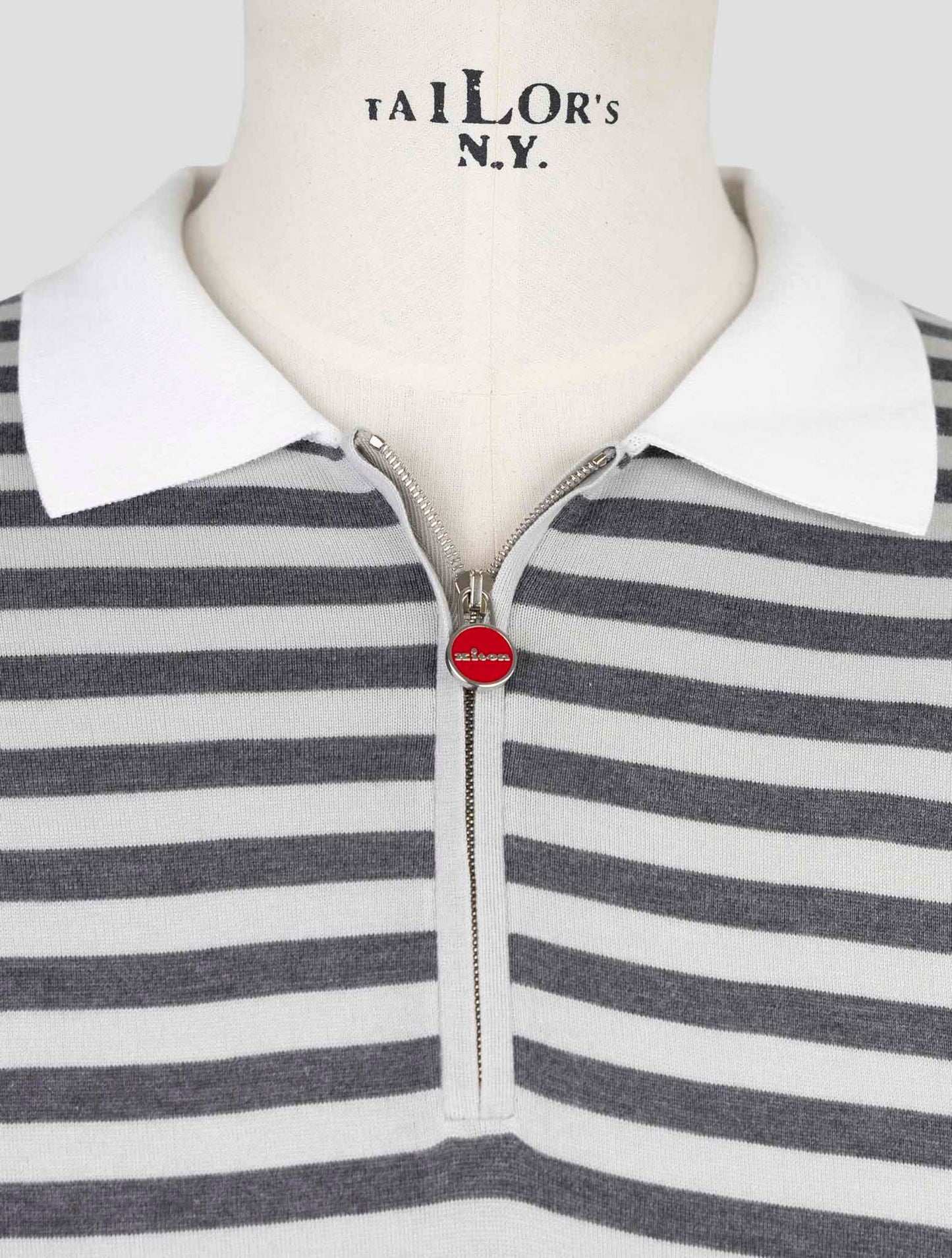 Kiton Gray Cotton Polo Half Zip
