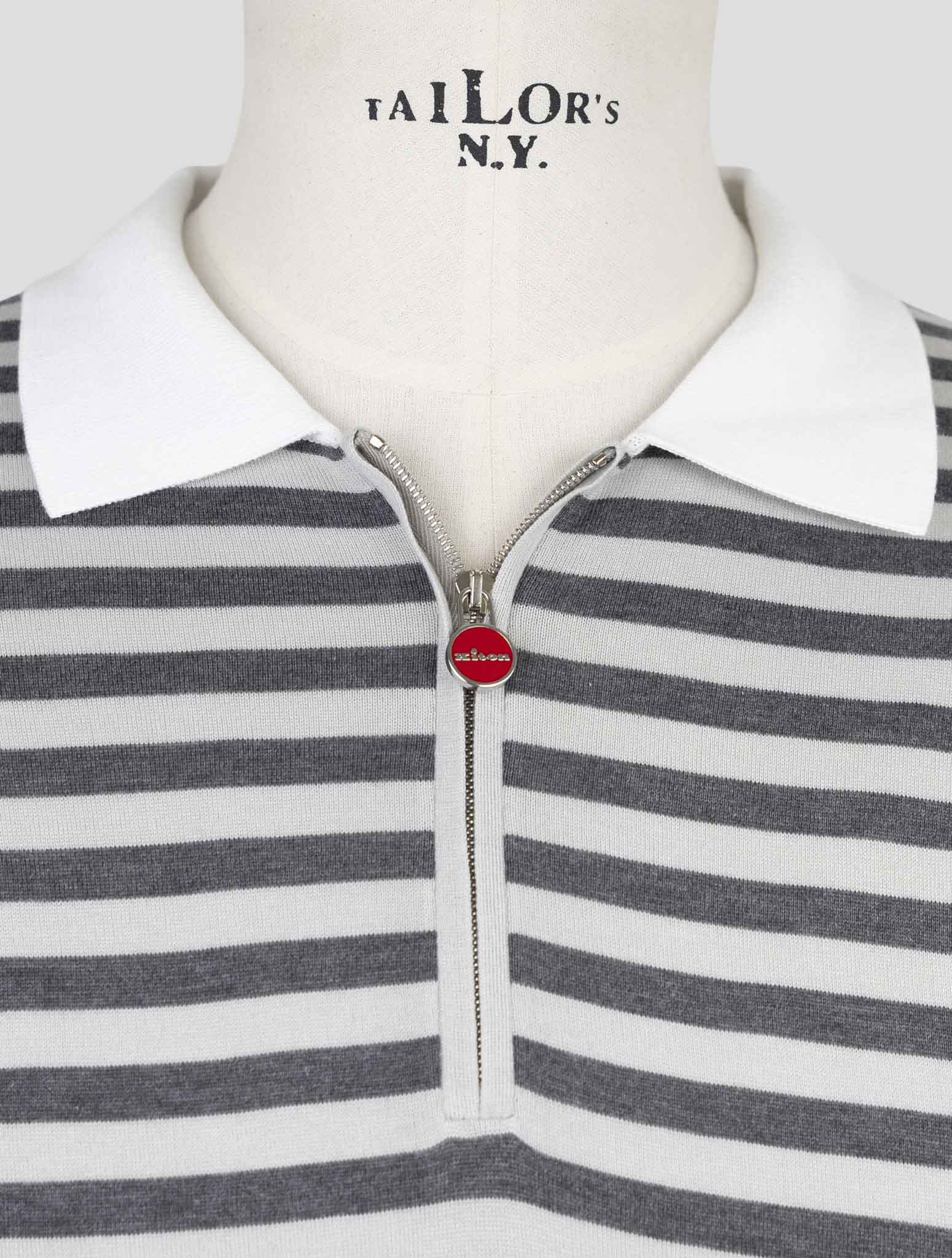 Kiton Gray Cotton Polo Half Zip