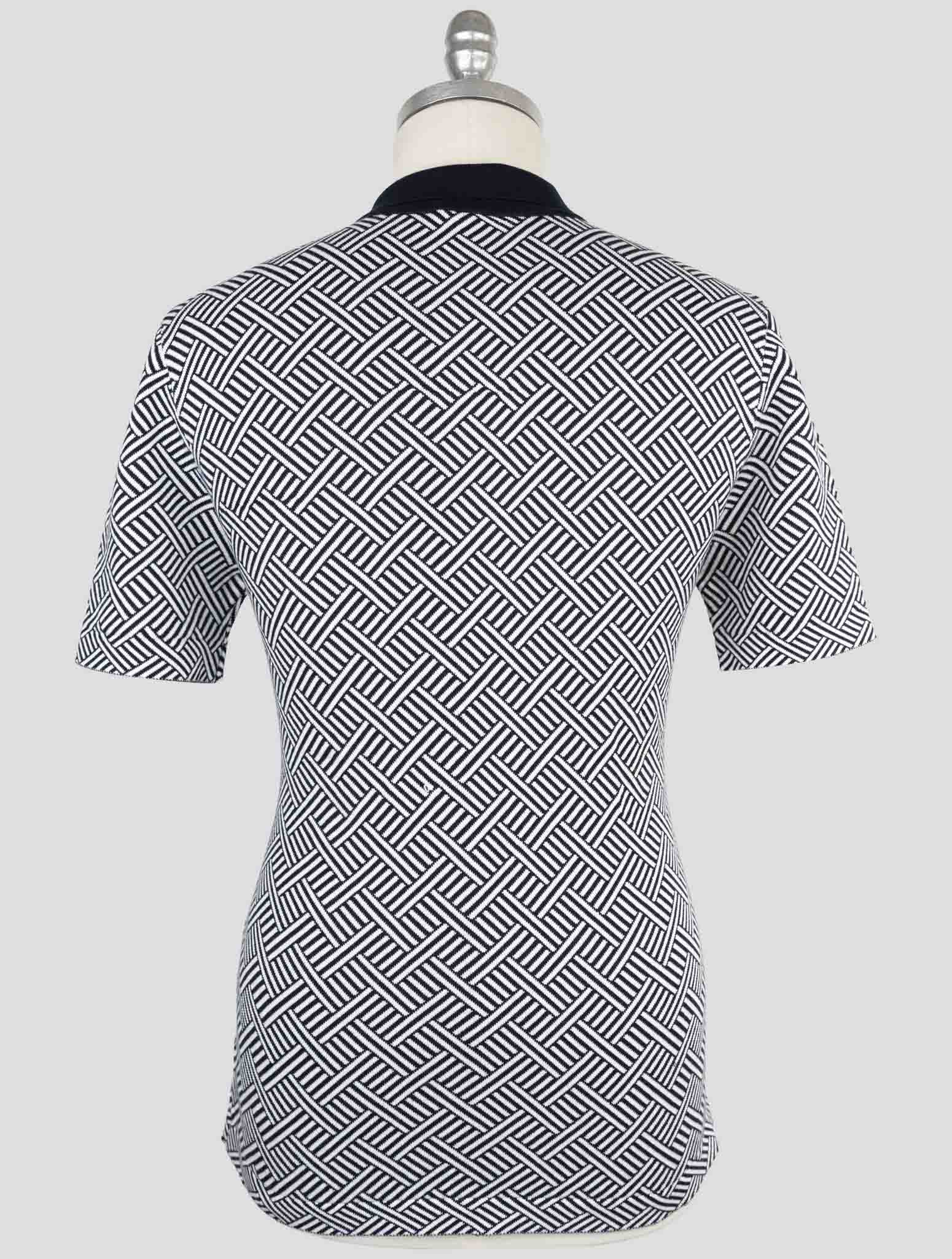 Kiton Blue White Cotton Polo Half Zip