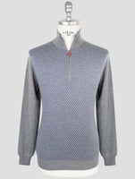 Kiton Blue Gray Cashmere Silk Sweater Polo