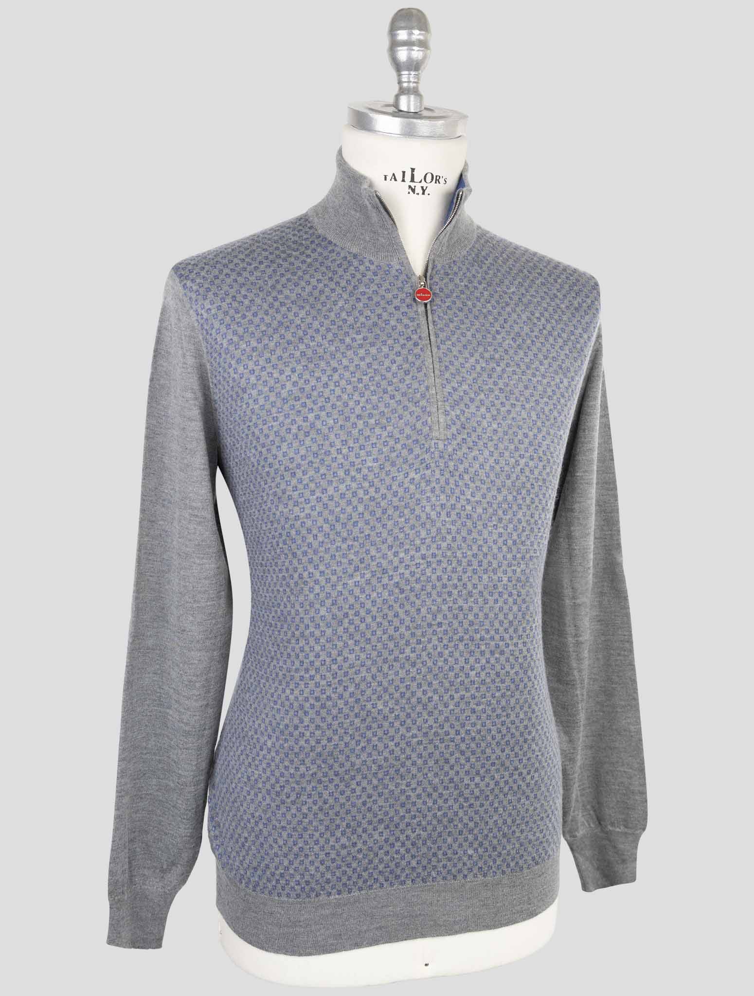 Kiton Blue Gray Cashmere Silk Sweater Polo
