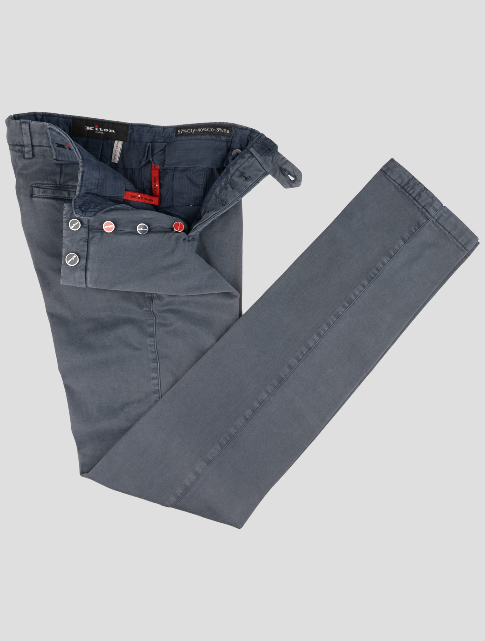 Kiton Blue Cotton Lyocell Ea Pants