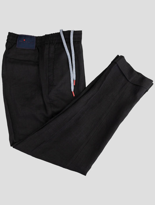 Kiton Black Linen Pants
