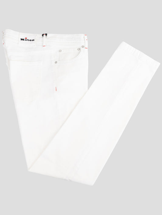 Kiton White Cotton Ea Jeans