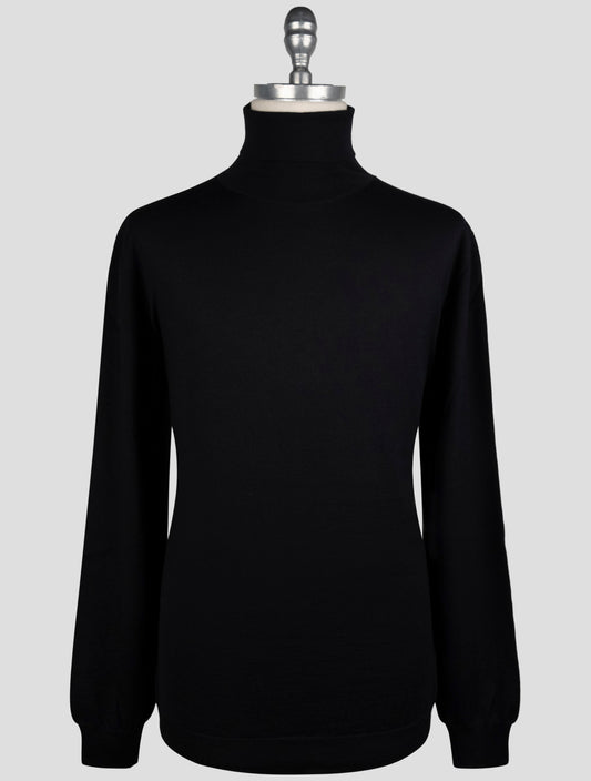 Kiton Black Cashmere Silk Sweater Turtleneck