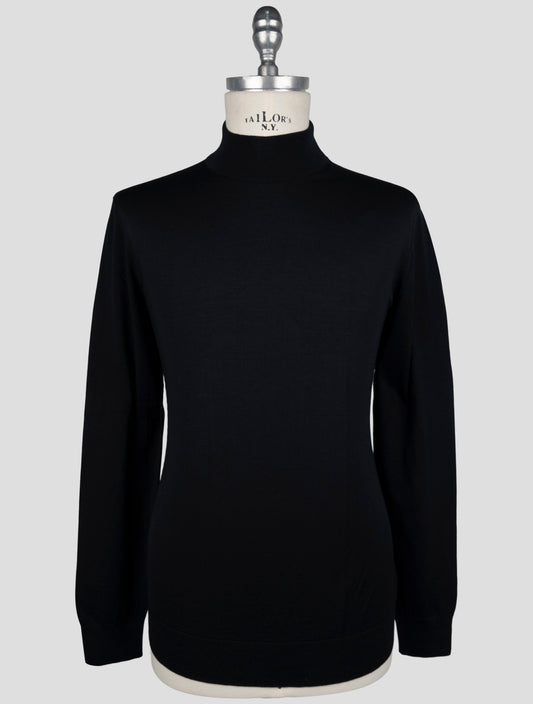 Kiton Dark Dark Blue Wool Sweater Half Neck