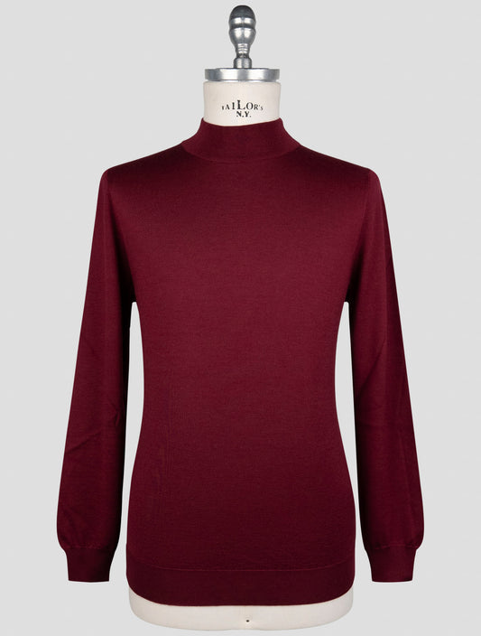 Kiton Burgundy Cashmere Silk Sweater Half Neck