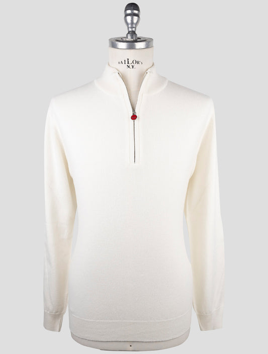 Kiton White Cashmere Sweater Half Zip