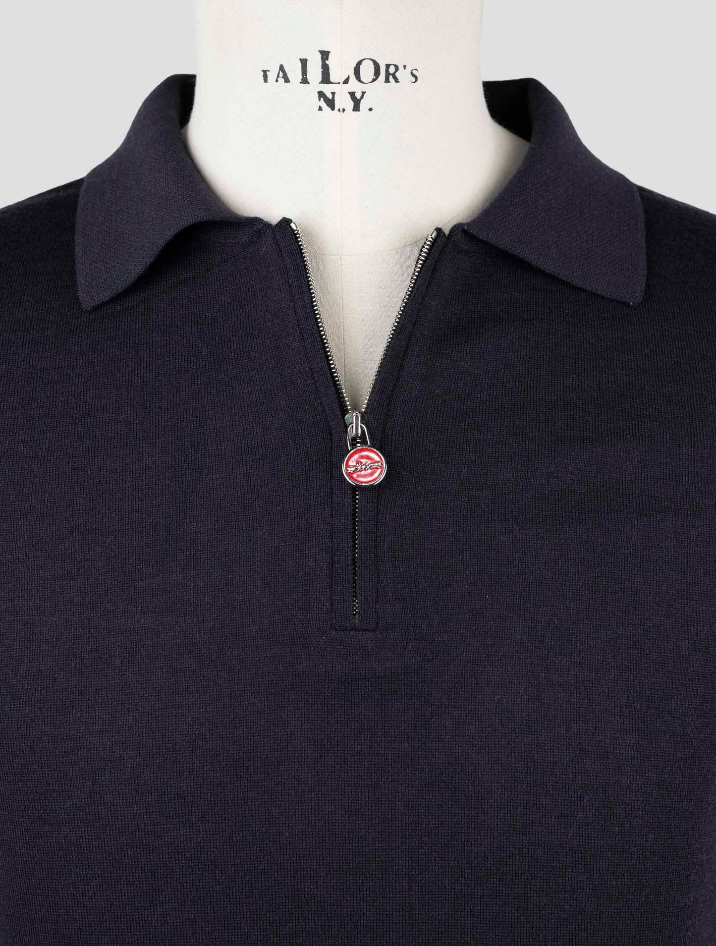 Kiton Blue Wool Sweater Polo