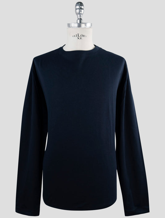 Kiton Blue Cotton Sweater Crewneck