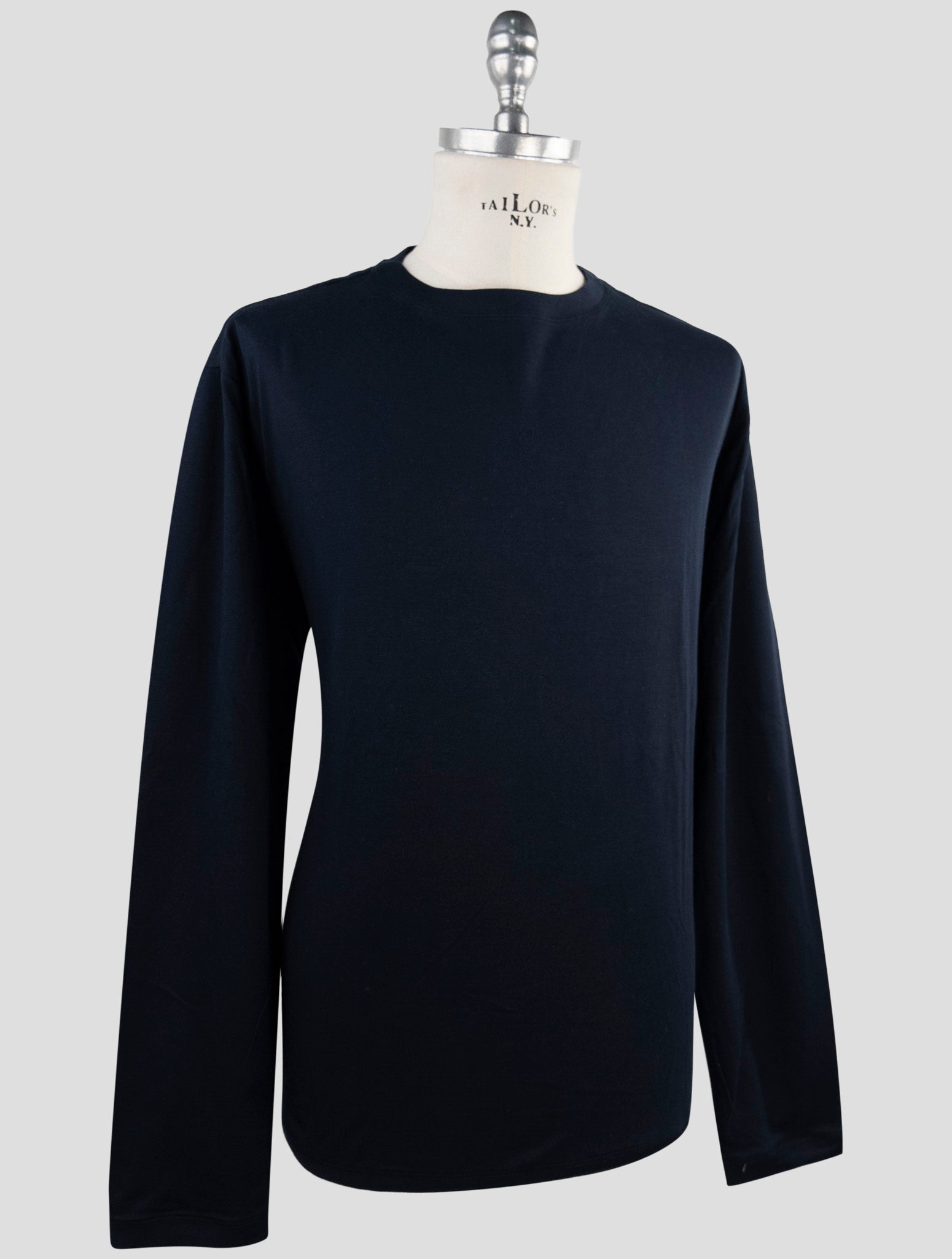 Kiton Blue Cotton Sweater Crewneck