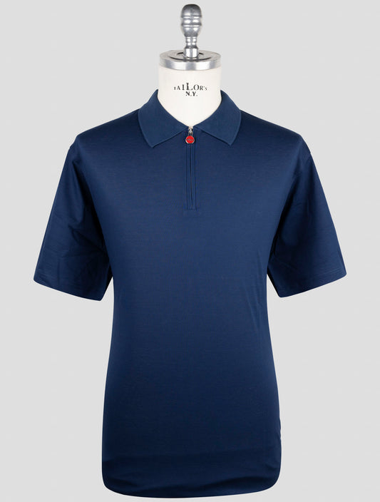 Kiton Blue Cotton Polo