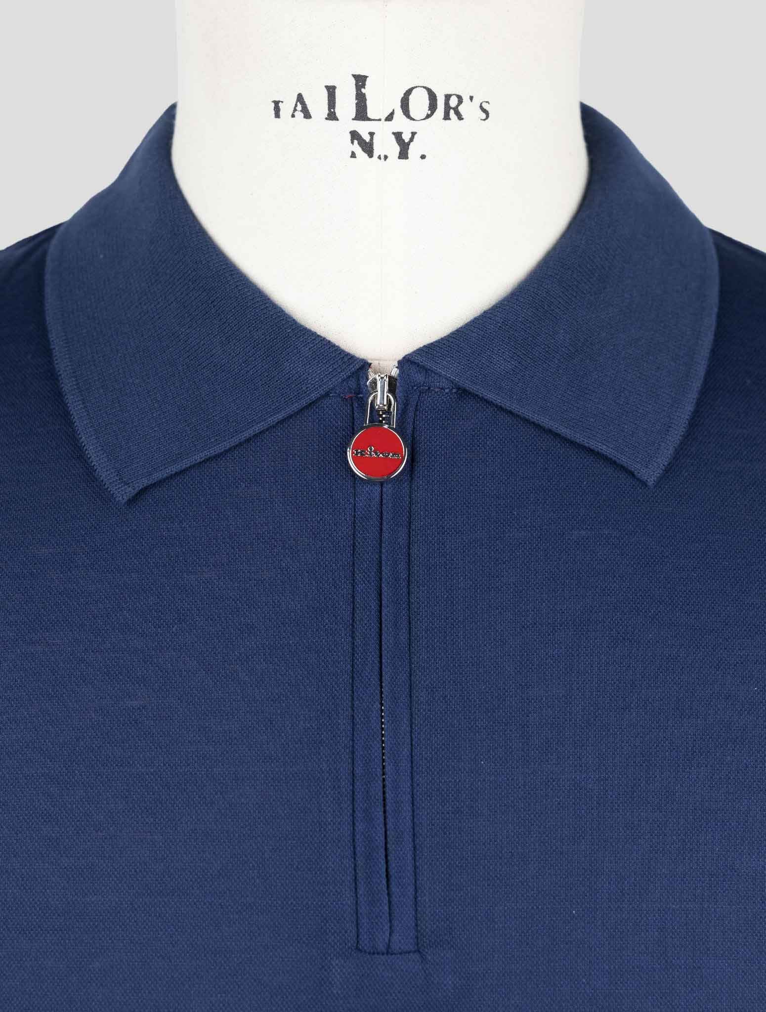 Kiton Blue Cotton Polo