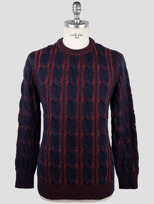 Kiton Red Blue Cashmere Sweater Crewneck
