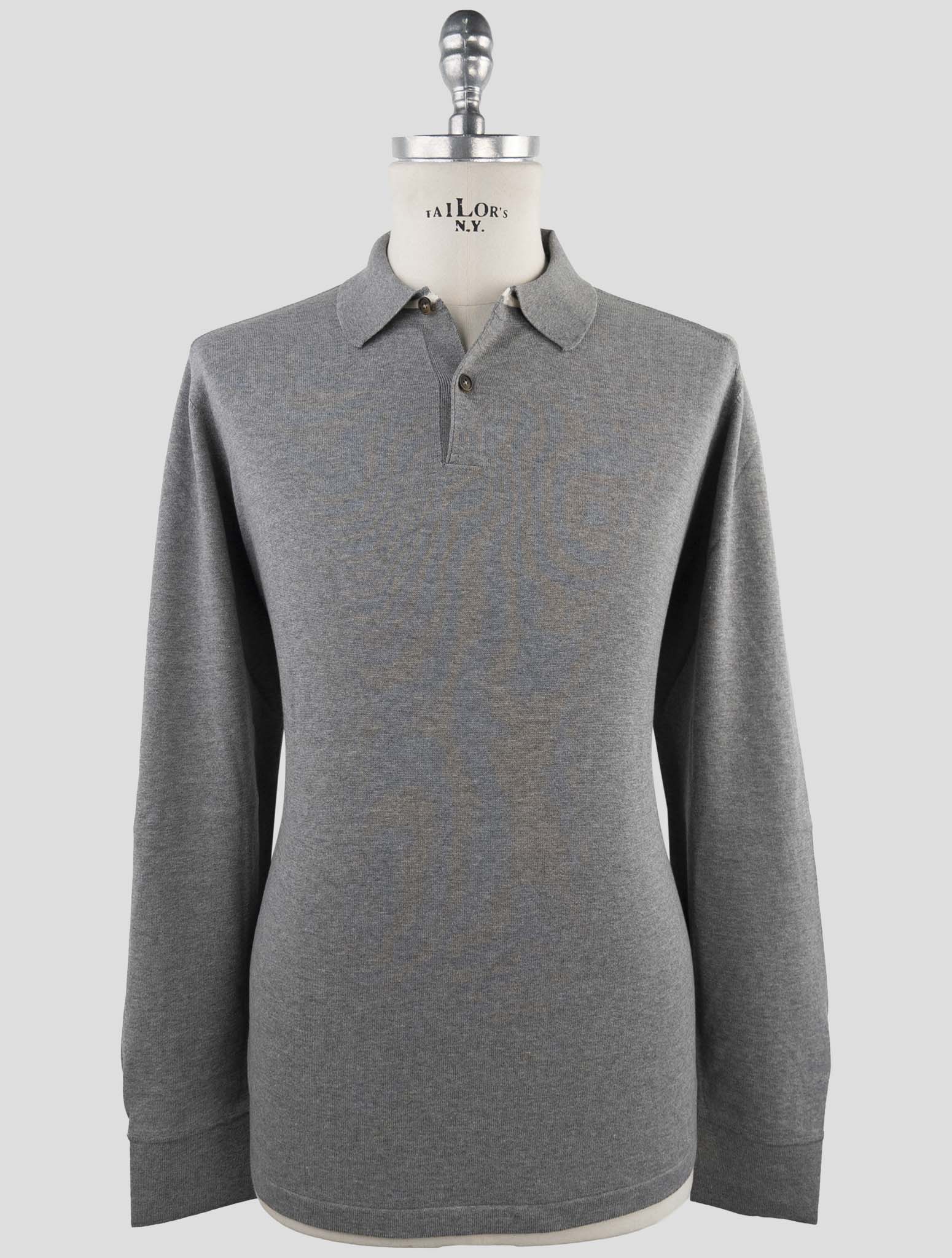Kiton Gray Cotton Sweater Polo