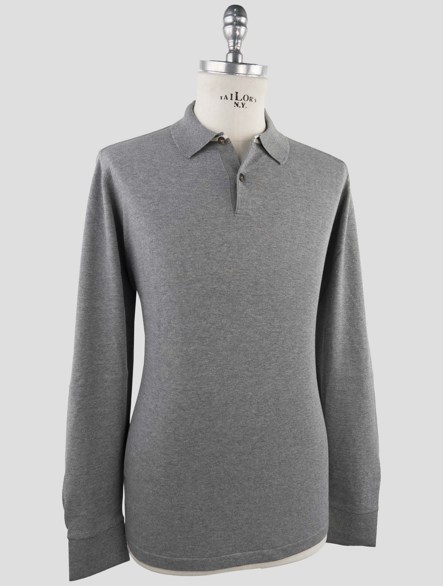 Kiton Gray Cotton Sweater Polo