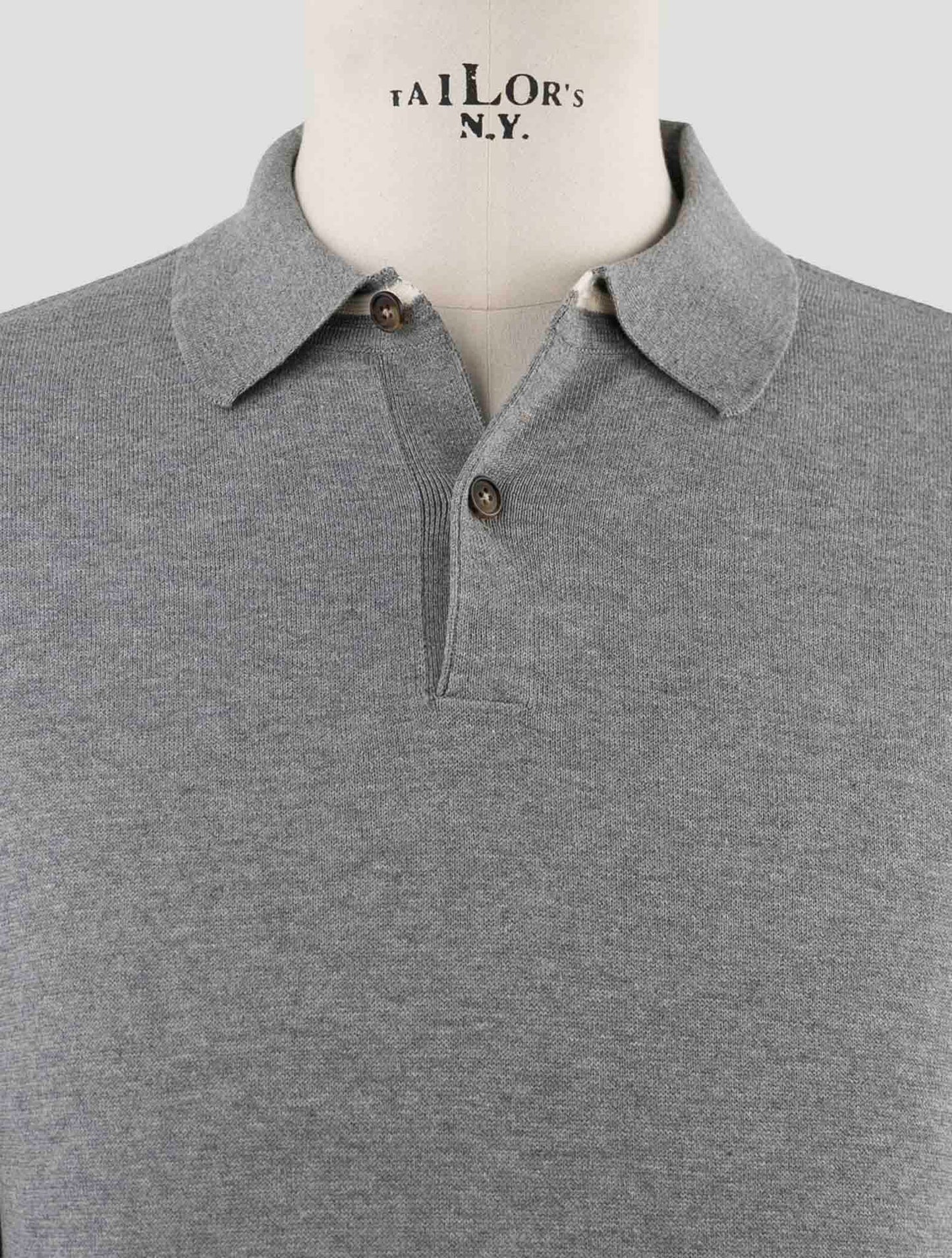 Kiton Gray Cotton Sweater Polo