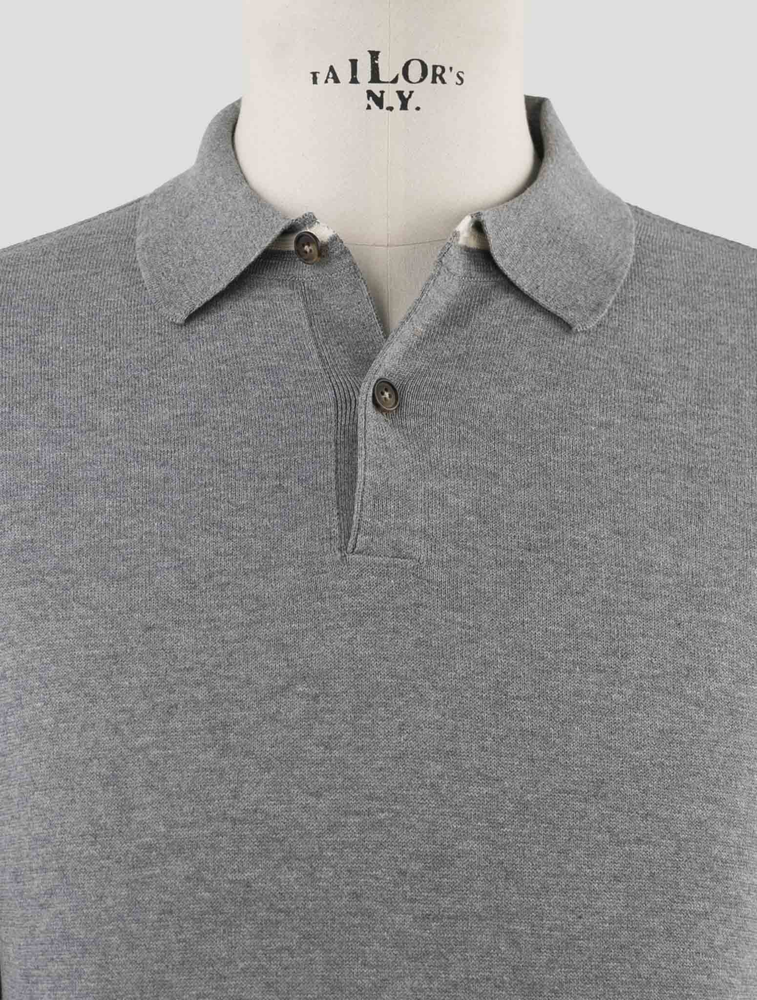 Kiton Gray Cotton Sweater Polo